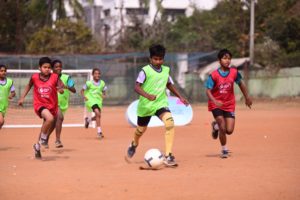 Children demostrating their skills during the Sports Showcase League Event
